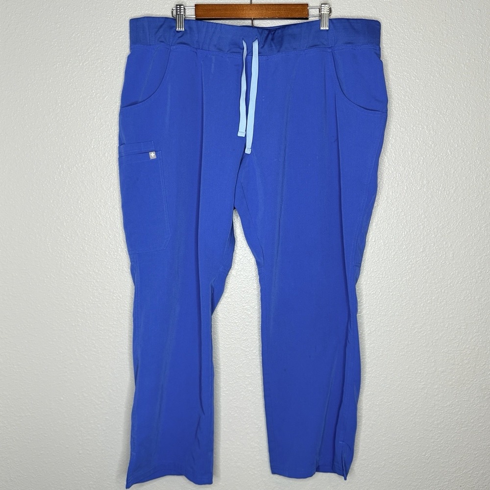 FIGS Kade Scrub Pants‎ XXL Petite Blue Straight Leg Stretch Nurse